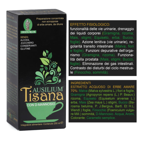 AUSILIUM TISANA Integratore alimentare con D-Mannosio e piante officinali - 250 ml