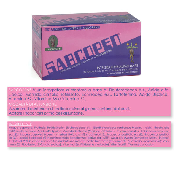 SARCOPEN Integratore alimentare con Acido alfa-lipoico e Lattoferrina - 20 flaconcini