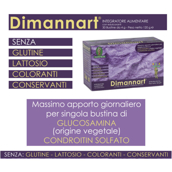 DIMANNART Integratore alimentare con Metil-Sulfonil-Metano (MSM) - 30 bustine